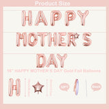 16 Inches HAPPY MOTHER'S DAY Balloons Hanging Banner Decorations, Rose Gold Aluminum Foil Letter Balloons for Mother's Day Celebration Party Supplies