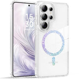 Magnetic for Galaxy S26 Ultra Case 2026, Cute Clear Sparkly Glitter Anti-Yellowing Slim Bumper Compatible with Magsafe Shockproof Protective