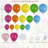 153Pcs Summer Balloon Arch Garland Kit With Hot Pink Orange Yellow Green Blue Balloons, Ideal For Hawaii Luau Tropical Aloha Bright Birthday Baby Shower Party Decorations