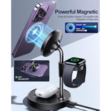3 In 1 Charging Station For Apple Charging Station 15W Fast Magnetic Magsafe Charger Stand For Iphone Pro Max 15 14 13 12 Series Airpod Wireless Charger Adjustable Multiple Devices Adapter