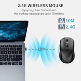 Wireless Mouse With Side Buttons For Laptop, Pc, Chromebook, Mac, Macbook, Silent Mouse With Usb Nano Receiver, 1000/1600/2400 Dpi, Anti Slip Roller, 6-Button Ergonomic Design No Light Design- Black