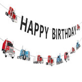 Semi Truck Birthday Party Decor Happy Birthday Banner & Garland for Kids