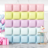 25Pcs Pastel Square Foil Balloons Wall Backdrop Double Sided Multicolor Macaron Balloon Tunnel Arch Kit For Birthday Baby Bridal Shower Gender Reveal Easter Wedding Party Decorations