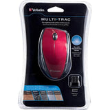 Verbatim Wireless Multi-Trac Mouse 2.4GHz with Nano Receiver - Ergonomic, Blue LED, Portable Mouse for Mac and Windows - Red