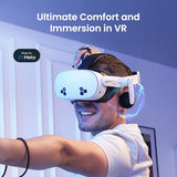 Audio Head Strap With Battery For Meta/Oculus Quest 3/3S, K4 Duo Dualfast Charging Headset, Vr Accessories With Balanced Design For Enhanced Sound Effects & Playtime