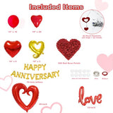 Happy Anniversary Decorations Romantic, Happy Anniversary Sign Banner, Valentines Decorations Party Home Bed Room, Romantic Decorations Special Night, Red Heart Balloons, Happy Anniversary Balloons