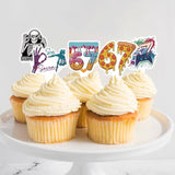 24Pcs Six Seven Cupcake Toppers, Funny 6 7 Party Decorations Funny Six Seven Birthday Cake Decorations For Donut Ice Cream Baseball Meme 6 7 Theme Party Supplies (24)