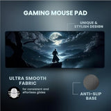 Gaming Mouse Pad, Moonlit Samurai Extra Large Desk Mat (31.5X11.8In)