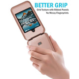 Grid Series for Consumer Cellular Iris Easy Flip Phone Case, Rose Gold Pink