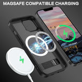 Magnetic For Iphone 14/Iphone 13 Case, Compatible With Magsafe With Invisible Kickstand, Translucent Matte Back Tpu Bumper Military Grade Iphone 14/Iphone 13 Phone Case, Black