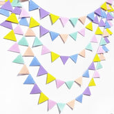 Pastel Party Decoration Macaron Felt Hanging Triangle Mini Bunting Pennant Banner Flag For Pastel Colorful Birthday Wedding Baby Shower Engagement Spring Easter Party Classroom Nursery Decor