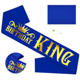Birthday King Sash, Funny Royal Blue Satin Sash With Gold Foil Lettering Birthday Sashes For Boys Or Men 10Th 13Th 16Th 18Th 21St 30Th 40Th 50Th 60Th Or Any Birthday Party Supplies Gifts Favors.