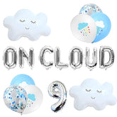 13 Pcs Silver On Cloud 9 Balloons 9Th Birthday Nine Years Old Party Supplies