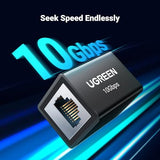 Ethernet Extender 10Gbps, Ethernet Coupler For Cat8 Cat7 Cat6 Cat5 Cable, 328Ft Long Distance Extend, Aluminum Alloy Shell, Black