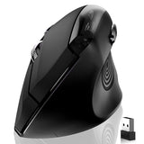 Ergonomic Wireless Mouse, 2.4G Optical Cordless, 800/1200/1600 Dpi, Vertical Computer Mouse For Laptop, Mac, Pc, Desktop (Right Hand, Large) - Black
