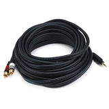 Audio Cable - 10 Feet - Black | Premium Stereo Male To 2 Rca Male 22Awg, Gold Plated