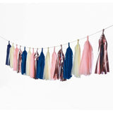 20 Pcs Navy Blue Rose Gold Tassels Garland Tissue Paper Tassels Banner