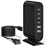 6 Port Usb Charger Hub 60W For Iphone17/16/15?Multi Fast Charging Station For 6 Charging Cables?Type C Wall Charger Adapter For Iphone17/16/15/14 Pro/Mini/Ipad Pro/Samsung