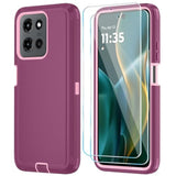 Motorola Moto G 2025/Moto G Play 5G 2025 Case, Wine Red and Pink Color Options, 3-Layer Heavy Duty Full-Body Protector, Flexible TPU and Hard PC Frame Material