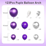 123 Pc Dark Purple Silver Balloon Garland Kit Party Decoration
