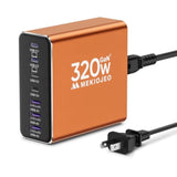 Aluminum Alloy Usb C Charger Gan Charger Fast Usb C Charging Station 7 Ports 65W Laptop For Macbook Pro/Air/Ipad Pro/Iphone (Orange-4C3A)