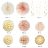 Champagne Gold Fall Bridal Shower Decor 36Pcs Banner, Lanterns, Pom Poms & More