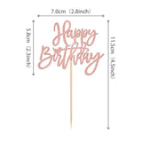 24-Pack Rose Gold Glitter Happy Birthday Cupcake Toppers