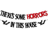 There’s Some Horrors in This House Halloween Banner Scary Bat Decor for Kids Party