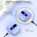 Wireless Earbuds, 60H Playback, LED Display, Wireless Charging, IPX5, Mic