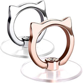 Cat Phone Ring Holder Clear Cell Phone Ring Holder Transparent Stand Finger Grip (1 Silver + 1 Rose Gold Cat)