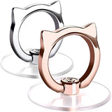 Cat Phone Ring Holder Clear Cell Phone Ring Holder Transparent Stand Finger Grip (1 Silver + 1 Rose Gold Cat)