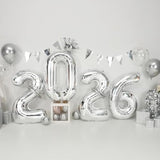 2026 Silver Number Balloons 40 Inch Foil NYE Graduation Party Decor