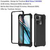 For Blu View 5 Phone Case, Tracfone Blu View 5 Case With Screen Protector, Dual Layer Protection, Shockproof Corner Tpu Bumper, Heavy Duty Protective Phone Cover For View 5-Black