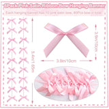 Pink Ribbon Bow Hanging Garland For Baby Shower Pink Bow Party Decorations Girls Bow Birthday Decoration Tying The Knot Bridal Shower Party Room Décor 6Pcs