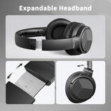 Headphones Wired With Microphone, Over Ear Foldable 3.5Mm Plug In Headphones With 4.9Ft Tangle-Free Nylon Cord For Tablet, Laptop, Mp3/4, School, Airplane Travel (Black)