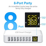 Usb Charging Station, 8-Port 60W/12A Usb Charger Station, Multi Ports Usb-A Charging Hub With Led Display, Compact Desktop Charger For Multiple Devices, Iphone Ipad Samsung Android And Tablet
