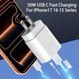 iPhone 15 Charger Fast 30W USB C Block & 10FT Cable for iPhone/iPad/Samsung