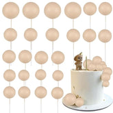 30Pcs Ball Cupcake Toppers Balls Cake Toppes Foam Balls Picks Diy Mini Balloon Cake Topper For Baby Shower Birthday Favor Wedding Anniversary Party Cake Decorations Supplies Khaki