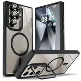 Designed For Samsung Galaxy S24 Ultra Case, Black | Magnetic Compatible With Magsafe | Built-In Stand & Camera Lens Protector | Anti-Yellowing & Scratch-Resistant Crystal Clear Back Cover
