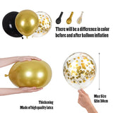 120Pcs Black And Gold Balloons Confetti Metallic Black Gold Latex Ball