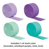 Mermaid Birthday Bachelorette Baby Shower Crepe Paper Party Streamers (4 Pack)