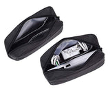 Canvas Waterproof Universal Electronic Accessories Organizer For Power Bank,Charging Cords,Chargers,Mouse,Usb Cable,Earphones And More Out-Going, Business Travel Gadget Bag,Black(Small+Big)