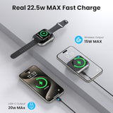 Wireless Portable Charger,3-In-1 Magnetic Power Bank 5000Mah,22.5W Fast Charging Usb-C Mag-Safe Battery Pack,Compatible With Iphone 16/15/14/13/12,Apple Watch Series,Airpods