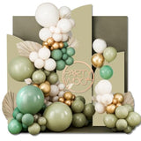 140 Pcs Olive Green Balloon Arch Kit, Sage Green Balloon Garland Kit W