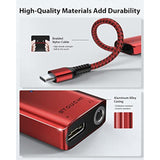 Usb C To 3.5Mm Headphone And Charger Adapter, 2 In 1 Usb-C To Aux Audio Jack With Safe 30W Fast Charging, Hi-Res Dac Compatible With Samsung S22 S21 Ultra Note 20/10, Pixel 9/6/5/Xl- Red