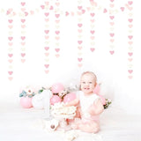 Pink-White Girls Birthday Party-Decorations Heart-Garland - 52Ft Valentines Day Proposal Galentines Wedding Paper Streamers Banner,Baby Bridal Shower Engagement Bachelorette Decor