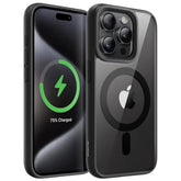 JETech Magnetic Case for iPhone 15 Pro 6.1-Inch Compatible with MagSafe, Shockproof Phone Bumper Cover, Solid Color Matte TPU Frame, Anti-Scratch Clear Back (Black Titanium)