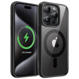 JETech Magnetic Case for iPhone 15 Pro 6.1-Inch Compatible with MagSafe, Shockproof Phone Bumper Cover, Solid Color Matte TPU Frame, Anti-Scratch Clear Back (Black Titanium)