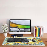 Keyboard Mouse Pad Set,Large Desk Pad+Keyboard Wrist Rest+Mouse Pad Wrist Support+Coaster,Easy Typing Pain Relief Non-Slip Mousepad Wrist Support Mousepad Set Home Office,Sunflower Elephant