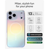 ZAGG Milan Snap Case for iPhone 17 Pro Max - Iridescent, Graphene Strengthened Phone Case with Drop Protection (13ft/4m), Textured Edges & Sparkle Design, MagSafe Charging Compatible
